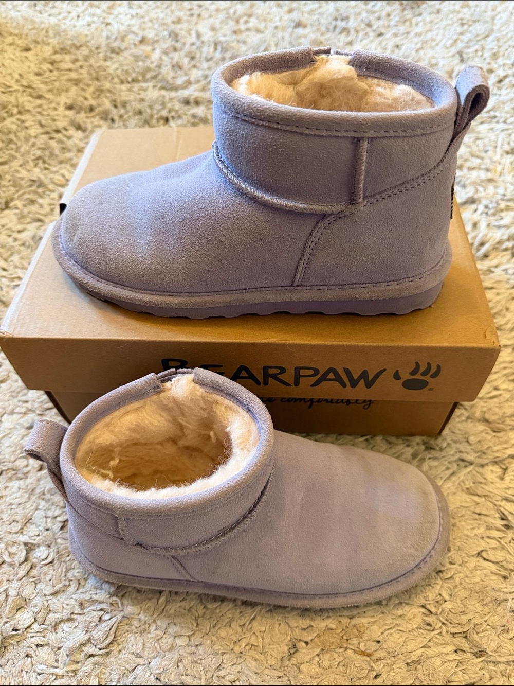 Bearpaw Persian Violet “Shorty” Suede Winter Boots, Size 2